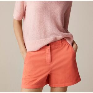 J.Crew 4" Heritage Chino Shorts WMNS Size 0 Orange Mid Rise Stretch Regular Fit